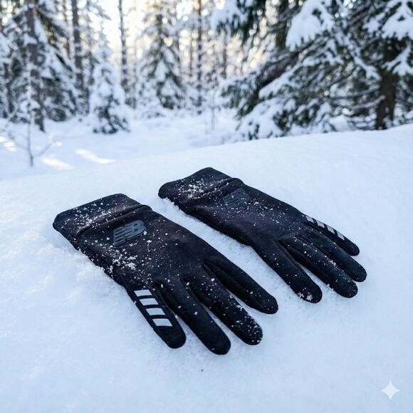 New Balance Lightweight Running Gloves Black Touchscreen Reflective Men’s/Unisex - Picture 1 of 5